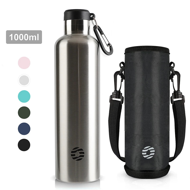 Garrafa Térmica FEIJIAN em Aço Inoxidável, 1000ml, Garrafa Térmica Esportiva