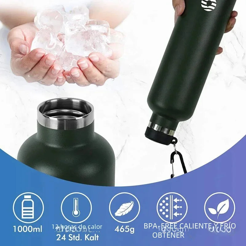 Garrafa Térmica FEIJIAN em Aço Inoxidável, 1000ml, Garrafa Térmica Esportiva