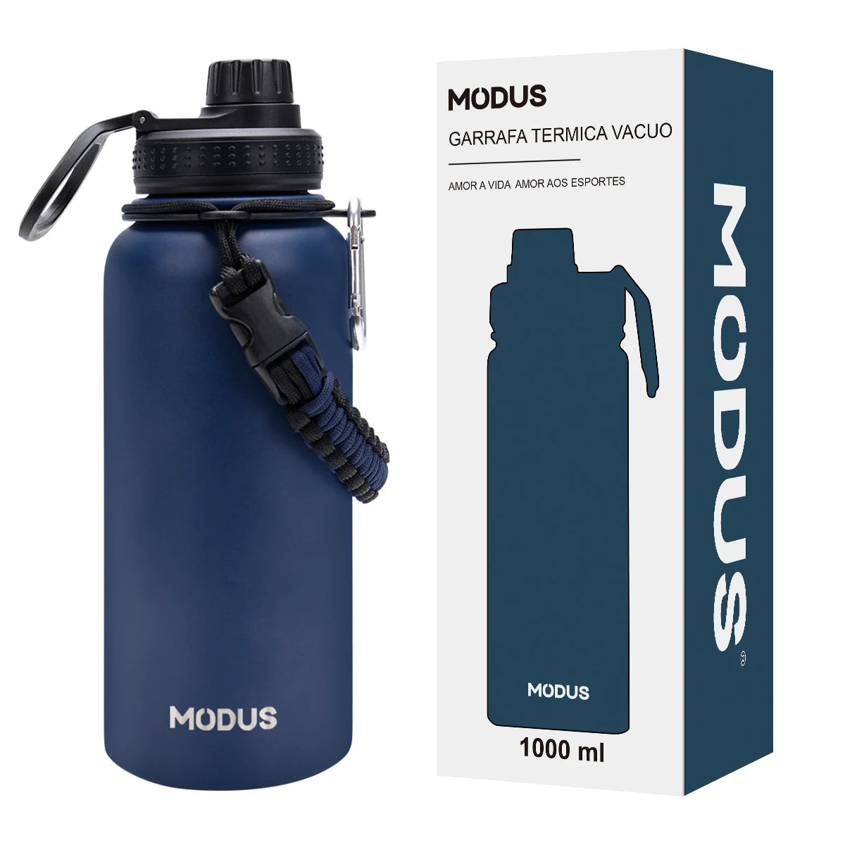 Botella de agua de acero inoxidable con aislamiento al vacío.