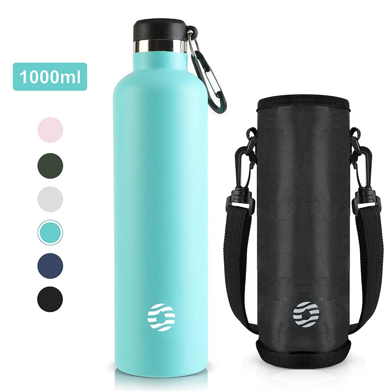 Garrafa Térmica FEIJIAN em Aço Inoxidável, 1000ml, Garrafa Térmica Esportiva