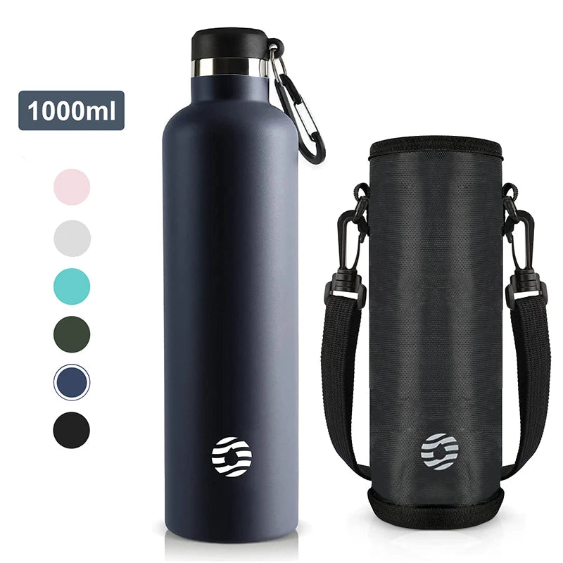 Garrafa Térmica FEIJIAN em Aço Inoxidável, 1000ml, Garrafa Térmica Esportiva