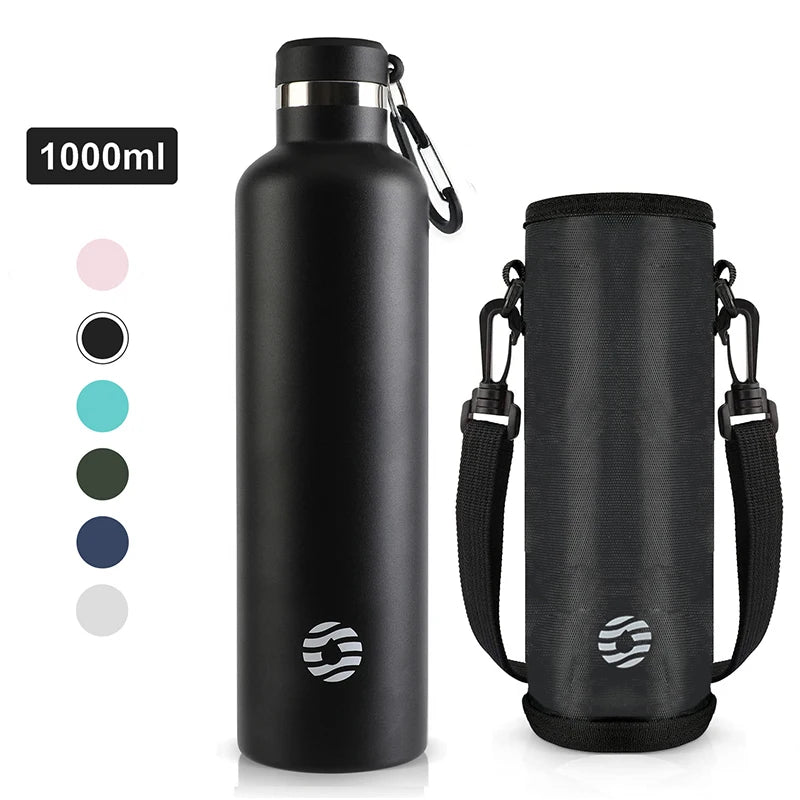 Garrafa Térmica FEIJIAN em Aço Inoxidável, 1000ml, Garrafa Térmica Esportiva