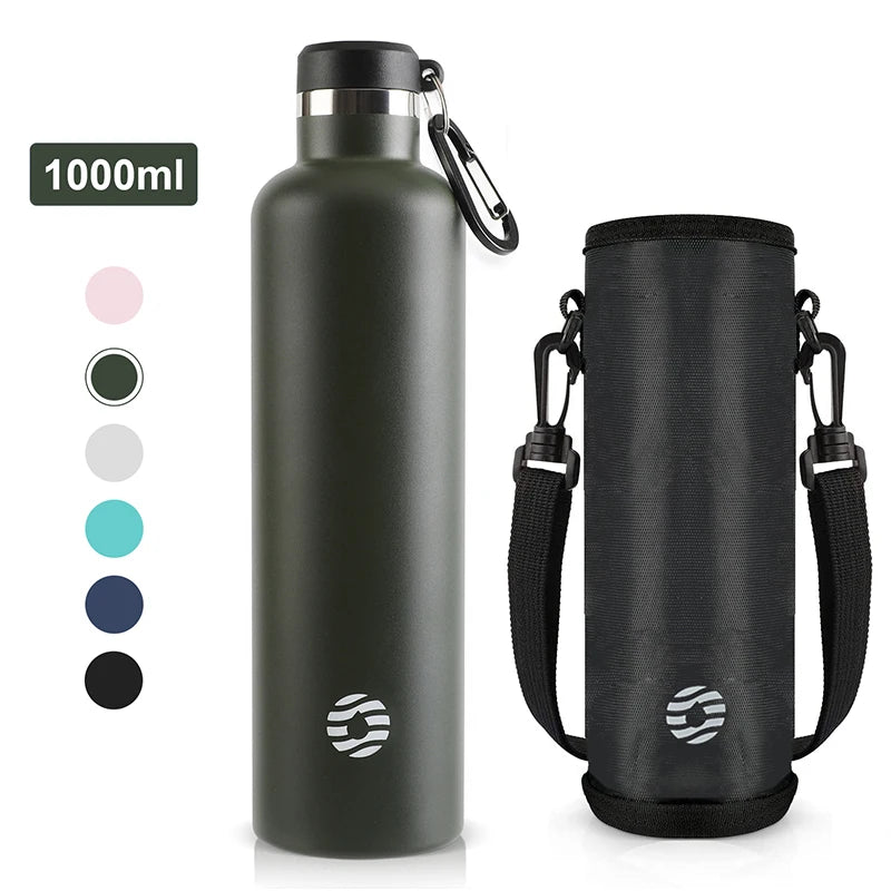 Garrafa Térmica FEIJIAN em Aço Inoxidável, 1000ml, Garrafa Térmica Esportiva