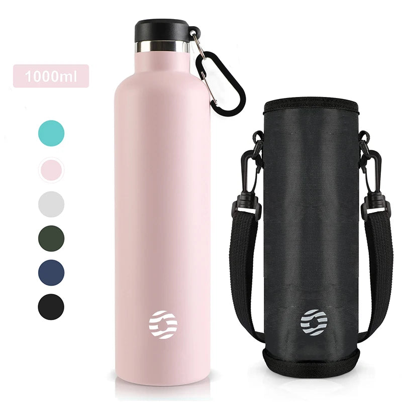 Garrafa Térmica FEIJIAN em Aço Inoxidável, 1000ml, Garrafa Térmica Esportiva